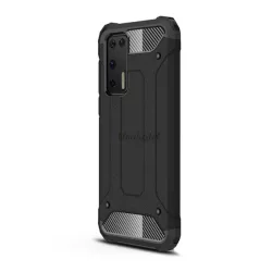   Defender műanyag telefonvédő (közepesen ütésálló, légpárnás sarok, szilikon belső, fémhatás) FEKETE Huawei P40