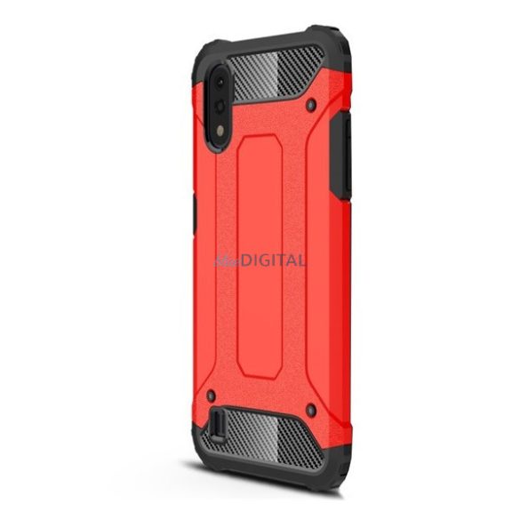 Defender műanyag telefonvédő (közepesen ütésálló, légpárnás sarok, szilikon belső, fémhatás) PIROS Samsung Galaxy A01 (SM-A015F)