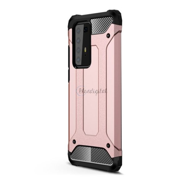 Defender műanyag telefonvédő (közepesen ütésálló, légpárnás sarok, szilikon belső, fémhatás) ROZÉARANY Huawei P40 Pro 5G