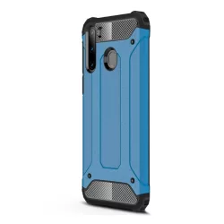   Defender műanyag telefonvédő (közepesen ütésálló, légpárnás sarok, szilikon belső, fémhatás) VILÁGOSKÉK Samsung Galaxy A21 (SM-A210F)