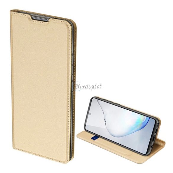 DUX DUCIS SKIN PRO tok álló, bőr hatású (FLIP, oldalra nyíló, bankkártya tartó, asztali tartó funkció) ARANY Samsung Galaxy S10 Lite (SM-G770F) 