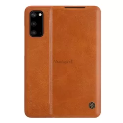   NILLKIN QIN tok álló, bőr hatású (FLIP, oldalra nyíló, bankkártya tartó) BARNA Samsung Galaxy S20 (SM-G980F), Samsung Galaxy S20 5G (SM-G981U)