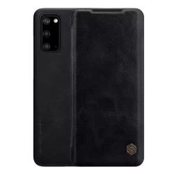   NILLKIN QIN tok álló, bőr hatású (FLIP, oldalra nyíló, bankkártya tartó) FEKETE Samsung Galaxy S20 (SM-G980F), Samsung Galaxy S20 5G (SM-G981U)