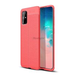   Szilikon telefonvédő (közepesen ütésálló, bőr hatású, varrás minta) PIROS Samsung Galaxy S20 Plus (SM-G985F), Samsung Galaxy S20 Plus 5G (SM-G986)