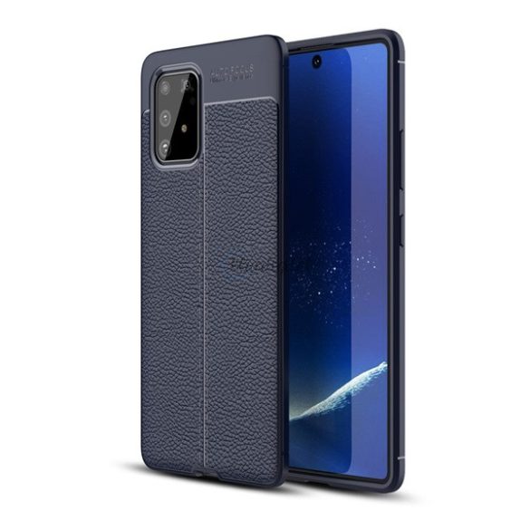 Szilikon telefonvédő (közepesen ütésálló, bőr hatású, varrás minta) SÖTÉTKÉK Samsung Galaxy S10 Lite (SM-G770F) 