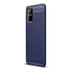   Szilikon telefonvédő (közepesen ütésálló, légpárnás sarok, szálcsiszolt, karbon minta) SÖTÉTKÉK Samsung Galaxy S20 Plus (SM-G985F), Samsung Galaxy S20 Plus 5G (SM-G986)