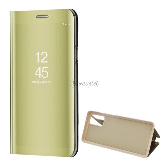 Tok álló (aktív FLIP, oldalra nyíló, asztali tartó funkció, tükrös felület, Mirror View Case) ARANY Samsung Galaxy S20 Plus (SM-G985F), Samsung Galaxy S20 Plus 5G (SM-G986)