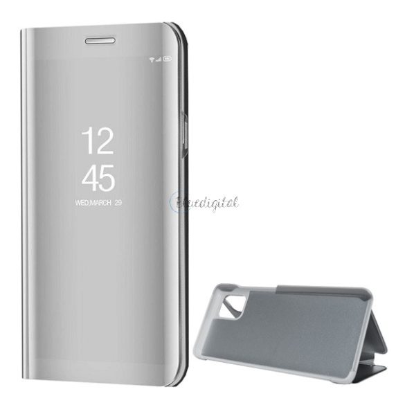 Tok álló (aktív FLIP, oldalra nyíló, asztali tartó funkció, tükrös felület, Mirror View Case) EZÜST Samsung Galaxy Note 10 Lite (SM-N770F)