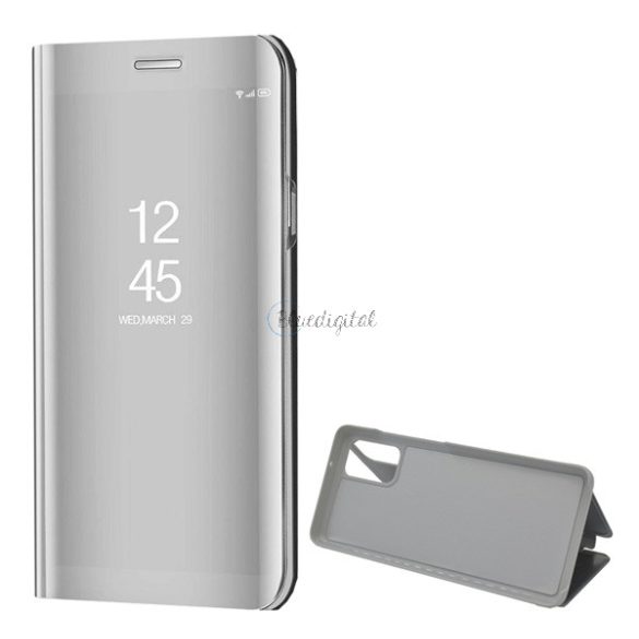 Tok álló (aktív FLIP, oldalra nyíló, asztali tartó funkció, tükrös felület, Mirror View Case) EZÜST Samsung Galaxy S20 Plus (SM-G985F), Samsung Galaxy S20 Plus 5G (SM-G986)