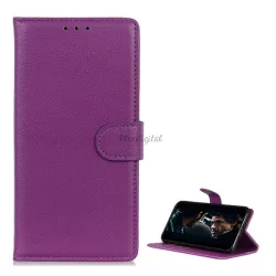   Tok álló, bőr hatású (FLIP, oldalra nyíló, asztali tartó funkció, prémium) LILA Huawei P40