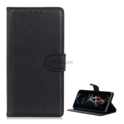   Tok álló, bőr hatású (FLIP, oldalra nyíló, asztali tartó funkció, prémium) FEKETE Huawei P40