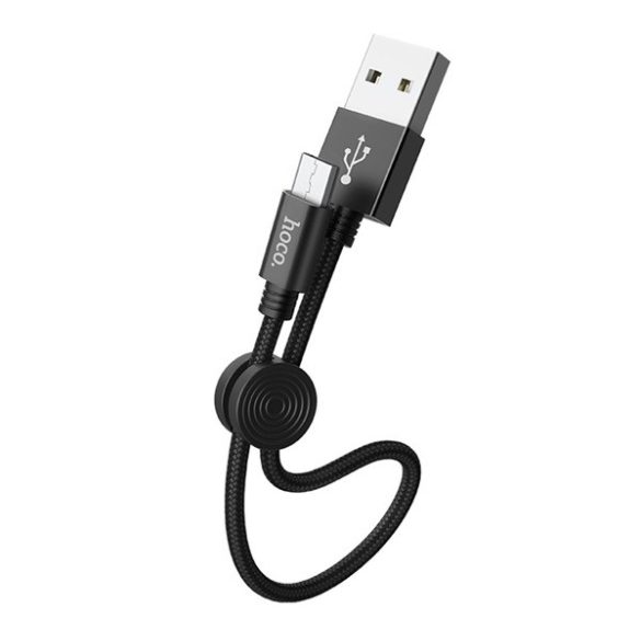 HOCO X35 adatkábel (USB - microUSB, 25cm, gyorstöltő, csavarodás elleni védelem) FEKETE