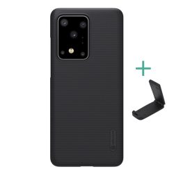   NILLKIN SUPER FROSTED műanyag telefonvédő (gumírozott, érdes felület + asztali tartó) FEKETE Samsung Galaxy S20 Ultra (SM-G988F), Samsung Galaxy S20 Ultra 5G (SM-G988B)