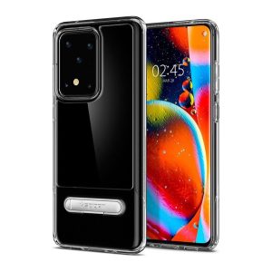 SPIGEN SLIM ARMOR ESSENTIAL S szilikon telefonvédő (ütésálló, műanyag hátlap, légpárnás sarok, kitámasztó) ÁTLÁTSZÓ Samsung Galaxy S20 Ultra (SM-G988F), Samsung Galaxy S20 Ultra 5G (SM