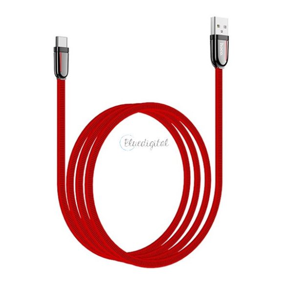 HOCO U74 adatkábel (USB - Type-C, 120cm, szőtt/cipőfűző) PIROS