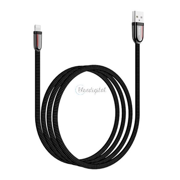 HOCO U74 adatkábel (USB - lightning, 120cm, szőtt/cipőfűző) FEKETE