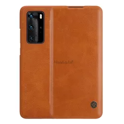   NILLKIN QIN tok álló, bőr hatású (FLIP, oldalra nyíló, bankkártya tartó) BARNA Huawei P40 Pro 5G
