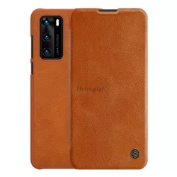   NILLKIN QIN tok álló, bőr hatású (FLIP, oldalra nyíló, bankkártya tartó) BARNA Huawei P40