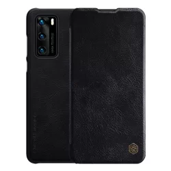   NILLKIN QIN tok álló, bőr hatású (FLIP, oldalra nyíló, bankkártya tartó) FEKETE Huawei P40
