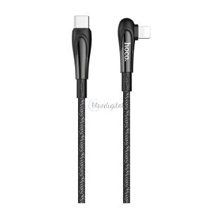 HOCO U84 adatkábel (USB - lightning, PD gyorstöltő, 120cm, cipőfűző) FEKETE