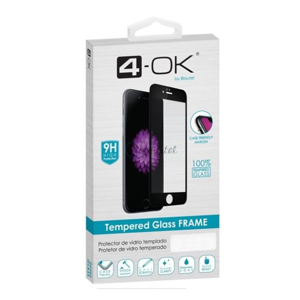 4-OK képernyővédő üveg (3D full glue, íves, teljes felületén tapad, tok barát, karcálló, 9H) FEKETE Xiaomi Redmi Note 8T
