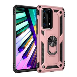   Defender műanyag telefonvédő (közepesen ütésálló, szilikon belső, telefontartó gyűrű, beépített fémlemez) ROZÉARANY Huawei P40