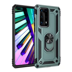   Defender műanyag telefonvédő (közepesen ütésálló, szilikon belső, telefontartó gyűrű, beépített fémlemez) SÖTÉTZÖLD Huawei P40