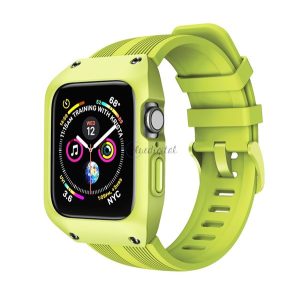 Pótszíj (egyedi méret, szilikon, ütésálló keret) VILÁGOSZÖLD Apple Watch Series 1 38mm, Apple Watch Series 2 38mm, Apple Watch Series 3 38mm