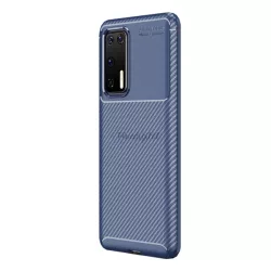   Szilikon telefonvédő (közepesen ütésálló, légpárnás sarok, karbon minta) SÖTÉTKÉK Huawei P40
