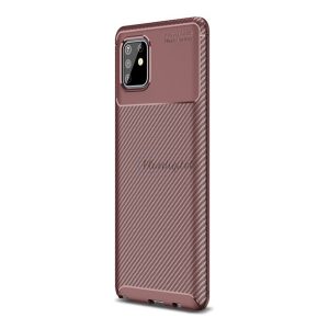 Szilikon telefonvédő (közepesen ütésálló, légpárnás sarok, karbon minta) BARNA Samsung Galaxy Note 10 Lite (SM-N770F)