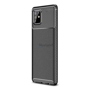 Szilikon telefonvédő (közepesen ütésálló, légpárnás sarok, karbon minta) FEKETE Samsung Galaxy Note 10 Lite (SM-N770F)