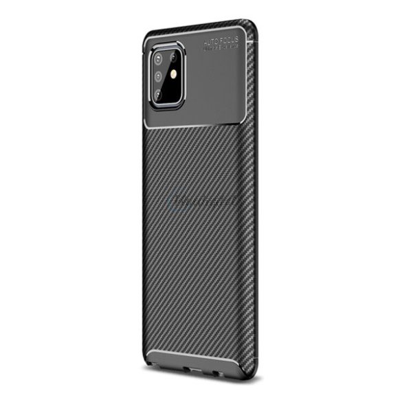 Szilikon telefonvédő (közepesen ütésálló, légpárnás sarok, karbon minta) FEKETE Samsung Galaxy Note 10 Lite (SM-N770F)