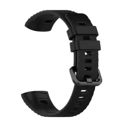   Pótszíj (egyedi méret, szilikon, csíkos) FEKETE Huawei Band 4 Pro