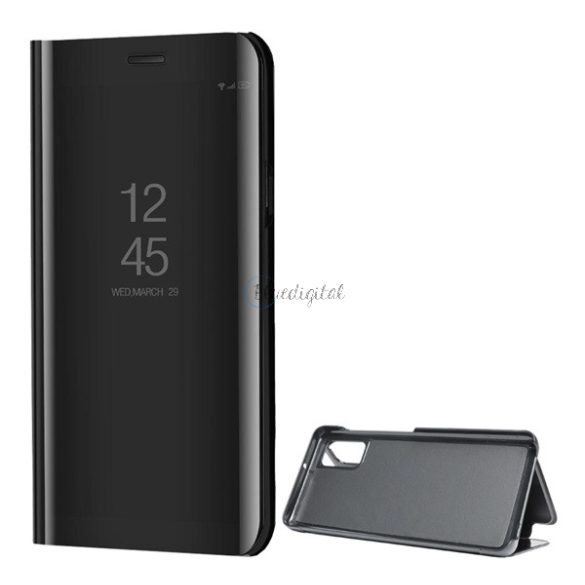 Tok álló (aktív FLIP, oldalra nyíló, asztali tartó funkció, tükrös felület, Mirror View Case) FEKETE Samsung Galaxy A41 (SM-A415F)