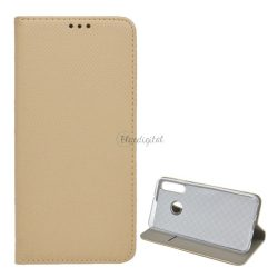  Tok álló, bőr hatású (FLIP, oldalra nyíló, asztali tartó funkció, rombusz minta) ARANY Huawei P40 Lite E / Y7p