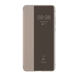   HUAWEI tok álló, bőr hatású (aktív FLIP, oldalra nyíló, Smart View Cover) BARNA Huawei P40