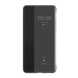   HUAWEI tok álló, bőr hatású (aktív FLIP, oldalra nyíló, Smart View Cover) FEKETE Huawei P40