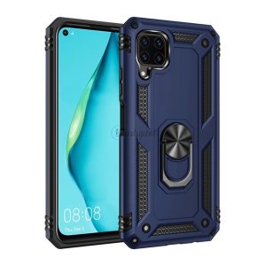Defender műanyag telefonvédő (közepesen ütésálló, szilikon belső, telefontartó gyűrű, beépített fémlemez) SÖTÉTKÉK Huawei P40 Lite 4G / Nova 6 SE