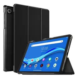   Tok álló, bőr hatású (aktív FLIP, oldalra nyíló, TRIFOLD, asztali tartó) FEKETE Lenovo Tab M10 Plus (TB-X606F), Lenovo Tab M10 FHD Plus (TB-X606X)