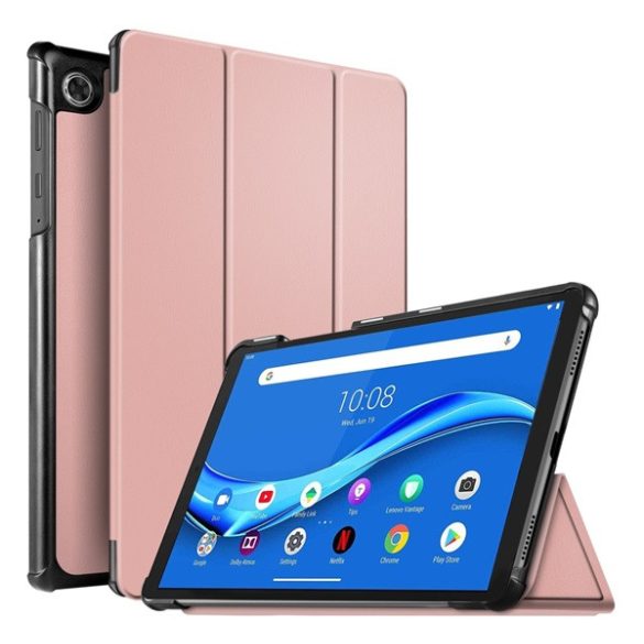 Tok álló, bőr hatású (aktív FLIP, oldalra nyíló, TRIFOLD, asztali tartó) ROZÉARANY Lenovo Tab M10 Plus (TB-X606F), Lenovo Tab M10 FHD Plus (TB-X606X)