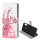 Tok álló, bőr hatású (FLIP, oldalra nyíló, asztali tartó funkció, virág minta) FEHÉR Huawei P40 Lite E / Y7p