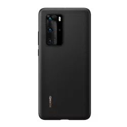   HUAWEI műanyag telefonvédő (bőr hatású hátlap) FEKETE Huawei P40 Pro 5G