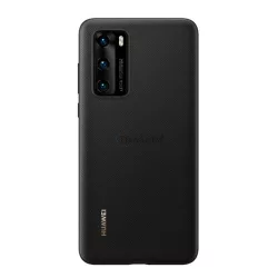   HUAWEI műanyag telefonvédő (bőr hatású hátlap) FEKETE Huawei P40
