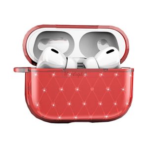 Szilikon tok (ultravékony, strasszkő) PIROS Apple AirPods Pro