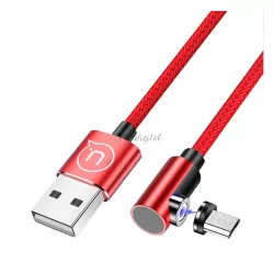   USAMS adatkábel (USB - microUSB mágneses csatlakozó, 100cm, cipőfűző) PIROS