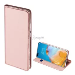   DUX DUCIS SKIN PRO tok álló, bőr hatású (FLIP, oldalra nyíló, bankkártya tartó, asztali tartó funkció) ROZÉARANY Huawei P40 Pro 5G