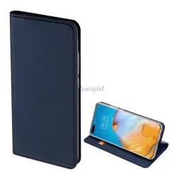   DUX DUCIS SKIN PRO tok álló, bőr hatású (FLIP, oldalra nyíló, bankkártya tartó, asztali tartó funkció) SÖTÉTKÉK Huawei P40
