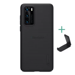   NILLKIN SUPER FROSTED műanyag telefonvédő (gumírozott, érdes felület + asztali tartó) FEKETE Huawei P40