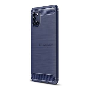 Szilikon telefonvédő (közepesen ütésálló, légpárnás sarok, szálcsiszolt, karbon minta) SÖTÉTKÉK Samsung Galaxy A31 (SM-A315F)