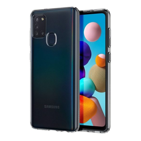 SPIGEN LIQUID CRYSTAL szilikon telefonvédő (közepesen ütésálló, légpárnás sarok) ÁTLÁTSZÓ Samsung Galaxy A21s (SM-A217F)